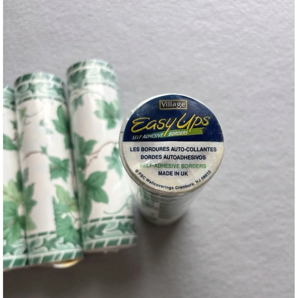 SET of 4 Vintage Easy Ups Wallpaper Border Rolls English Ivy Green Floral NOS